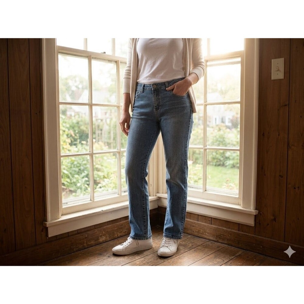 Faded Glory  Womens  Jeans Medium Wash Stretch Straight Classic Denim Sz 10 AVG